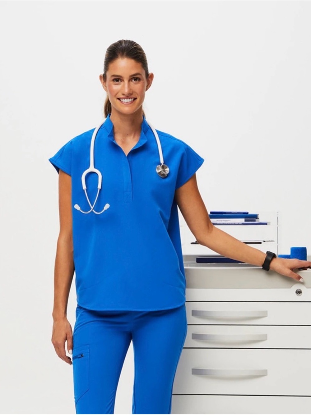 FIGS Rafaela Oversized Scrub Top XXL Royal Blue Technical Collection